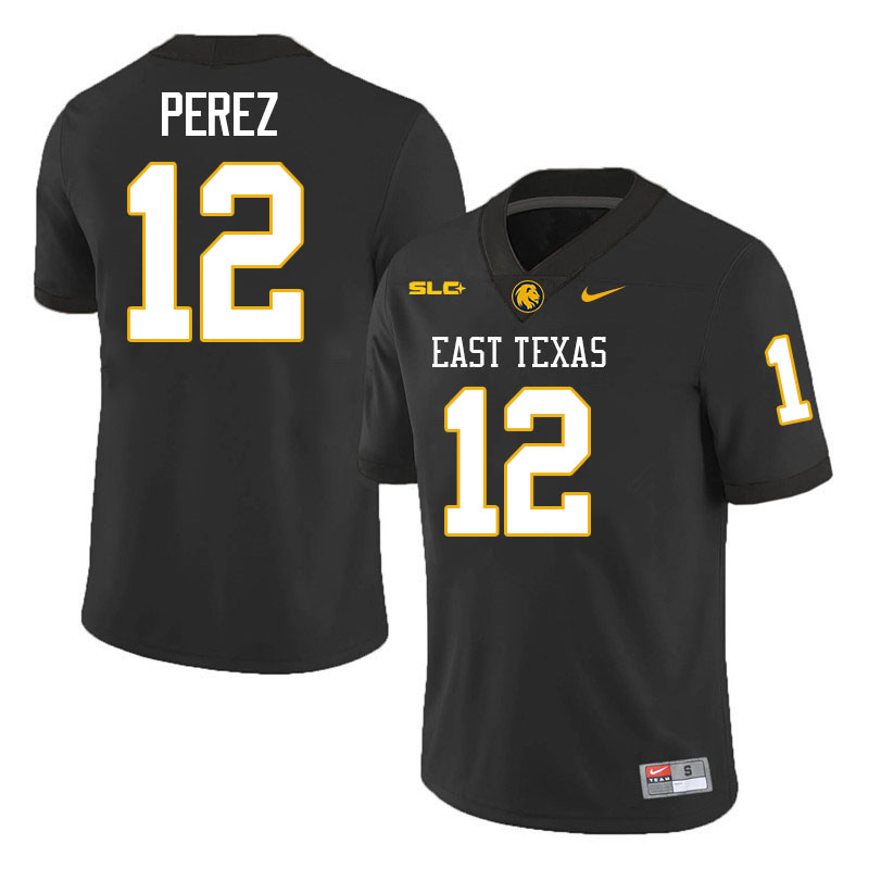 East Texas A&M Lions #12 Luis Perez College Football Jerseys,Uniforms-Black